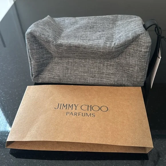 BNWT Jimmy Choo Toiletry Pouch Gray 9” X9” X4” - Picture 4 of 6
